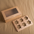Square Kraft Gift Boxes With Window Varnishing Embossing Surface