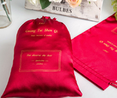 8x12inch Wig Drawstring Pouch Customized Red Satin Bag With Logo Fabric Drawstring Gift Bags