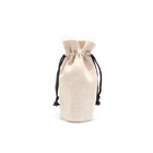 Custom Design Logo Printed 1 Bottle Canvas Cotton Drawstring Wine Bag Fabric Drawstring Gift Bags