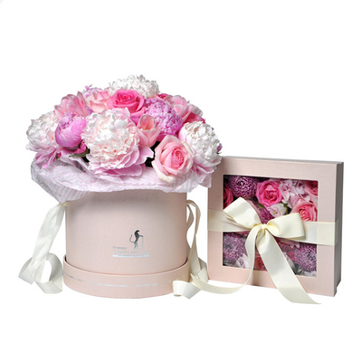 Flower Packaging Paper Cylinder Box Biodegradable With Aqueous Coating