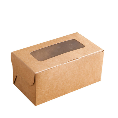 Square Kraft Gift Boxes With Window Varnishing Embossing Surface