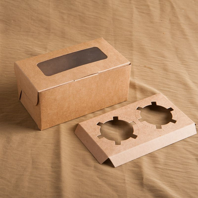 Square Kraft Gift Boxes With Window Varnishing Embossing Surface