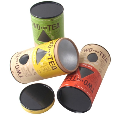 Cardboard Paper Tube Packaging Box , Round Tea Box Foil Stamping