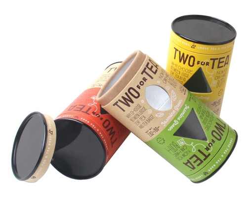 Cardboard Paper Tube Packaging Box , Round Tea Box Foil Stamping