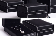 Embossing Surface Leather Gift Box Black Leather Jewelry Boxes For Women