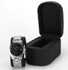 Luxury Black Leather Watch Box Debossed Logo Exquisite Workmanship