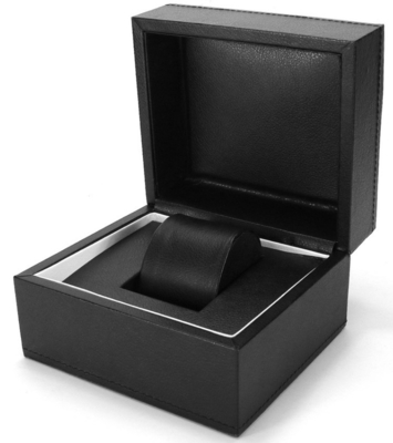 Stamped Finish Black Mens Leather Watch Box With Logo OEM ODM Available