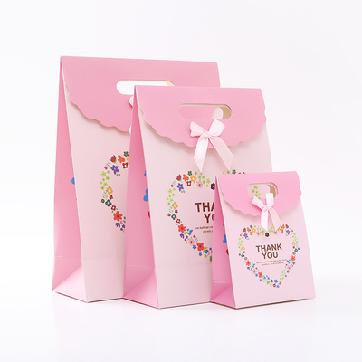 Biodegradable Small Paper Shopping Bags With Handles Heart Design