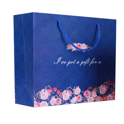 Pantone Printing Coloured Paper Gift Bags With Ribbon Handles