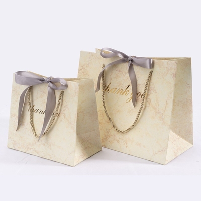 Minimalist Design Paper Shopping Bags With Handles Scratch Resistant