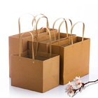 Recycled Kraft Paper Shopping Bags With Handles CMYK Printing