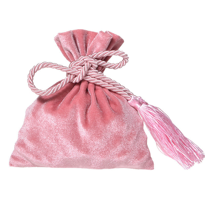 Pink Velour Custom Drawstring Jewelry Bags Pouch Velvet With Tassel