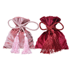 Pink Velour Custom Drawstring Jewelry Bags Pouch Velvet With Tassel