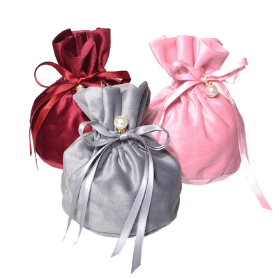 Colorful Odorless Fabric Drawstring Gift Bags Small Velvet Material