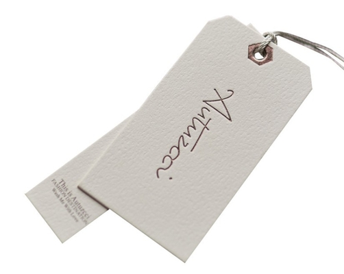 polyester cotton Custom Hang Tags With String , clothing swing tags