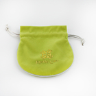 Embossed Logo Fabric Drawstring Gift Bags Small Velvet Jewelry Bags