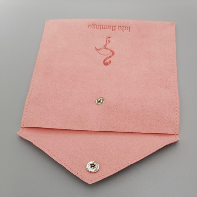 OEM ODM Suede Envelope Fabric Drawstring Gift Bags Pink Color