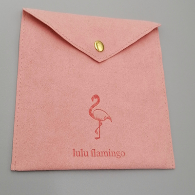 OEM ODM Suede Envelope Fabric Drawstring Gift Bags Pink Color