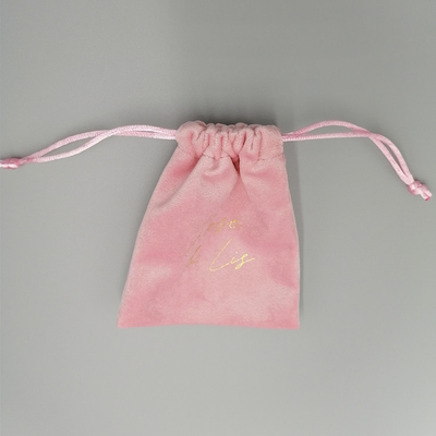 Pink Soft Velvet Jewelry Pouch , SGS 10x15cm Velvet Gift Bag