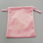 Pink Soft Velvet Jewelry Pouch , SGS 10x15cm Velvet Gift Bag