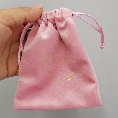 Pink Soft Velvet Jewelry Pouch , SGS 10x15cm Velvet Gift Bag