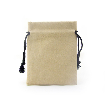 Microfiber Beige 13x18cm Suede Fabric Drawstring Gift Bags