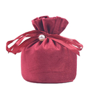 Round Bottom Small Velvet Fabric Drawstring Gift Bags 10x15cm