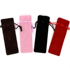 Customized Black Fabric Drawstring Gift Bags Long Velvet Pen Bags