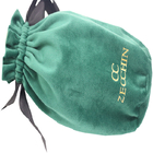 Customized Fabric Drawstring Gift Bag Dark Green Wine Bottle Bag