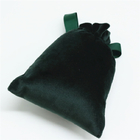 8x10cm Fabric Drawstring Gift Bag Personalized Green Velvet Gift Pouch