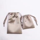 Customized Jewelry Small Packaging Gift Dust Wig Satin Drawstring Pouch Bags With Gold Logo