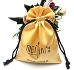 7x9cm (2.7x3.5inch) Jewelry Drawstring Pouch Promotional Small Gold Satin Bag With Logo Fabric Drawstring Gift Bags