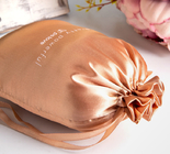 Customized Fabric Drawstring Gift Bags Silk Glosssy Satin Gift Packaging Bag For Clothes Jewellery Earring Underwear