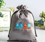 Customized Fabric Drawstring Gift Bags Customized Drawstring Gift Silk Satin Pouch Hair Extension Packaging Gray Satin