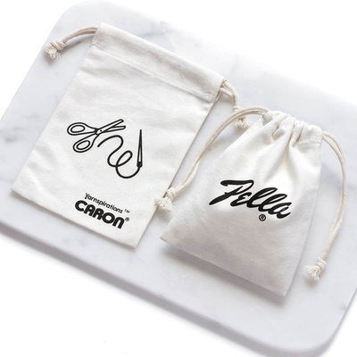 Fabric Drawstring Gift Bags Custom Logo Natural Cotton Canvas Drawstring Pouch Gift Jewelry Packaging Bags