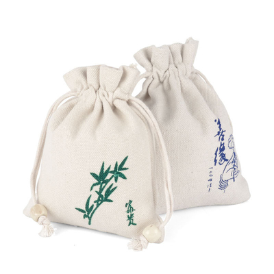 15x20cm Natural Fabric Drawstring Gift Bags Custom Logo Heavy Cotton Canvas Drawstring Pouch Gift Packaging Bags