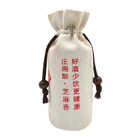 1 Bottle Linen Fabric Drawstring Gift Bags For Wine OEM ODM