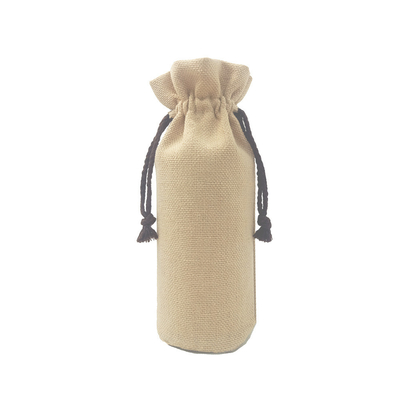 OEM ODM Bottles Hessian Wine Bag , SGS Jute Gift Drawstring Bag