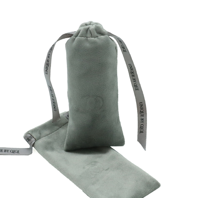 Gray Premium Velvet Fabric Drawstring Gift Bags 55x75cm