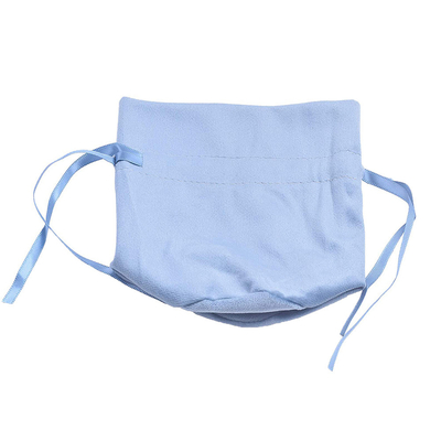 Round Blue Suede Fabric Drawstring Gift Bags For Jewelry Packaging