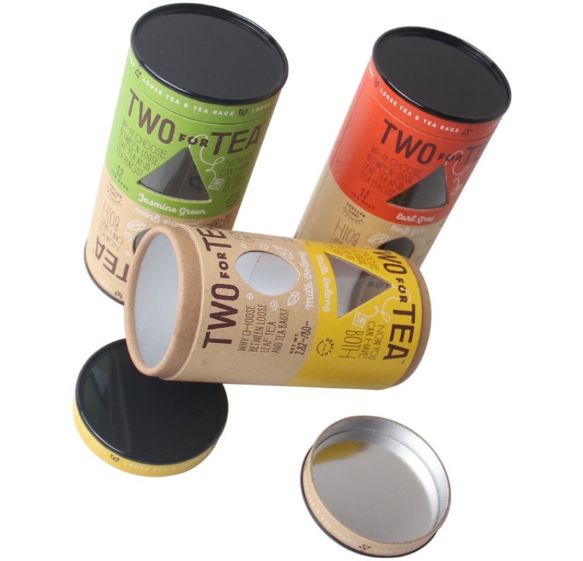 Cardboard Paper Tube Packaging Box , Round Tea Box Foil Stamping