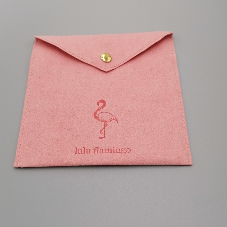 OEM ODM Suede Envelope Fabric Drawstring Gift Bags Pink Color