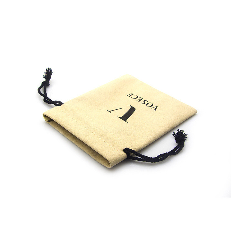 Microfiber Beige 13x18cm Suede Fabric Drawstring Gift Bags