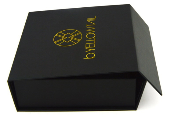 Exquisite Cosmetic Gift Box Black Cardboard Packaging Stamped Logo Printing